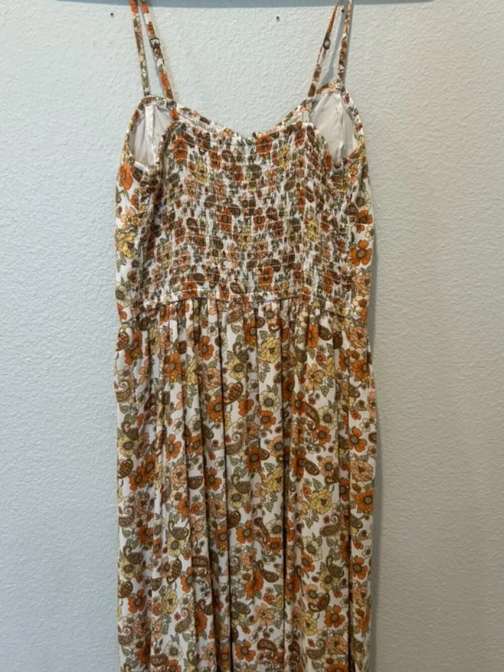 Floral Summer Dress, Orange and Yellow, Size S - Picture 3 of 4